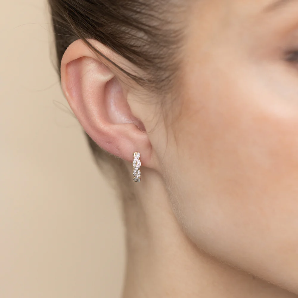 Luminesce Lab Grown 1/6 Carat Diamond Hoop Twist Earrings in 9ct Yellow Gold - Image 2