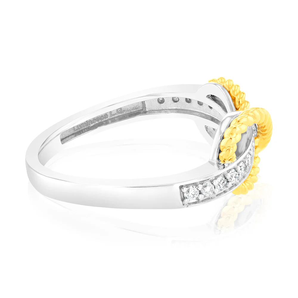 Luminesce Lab Grown 1/6 Carat Diamond Infinity Ring in 9ct Yellow Gold & Sterling Silver - Image 2