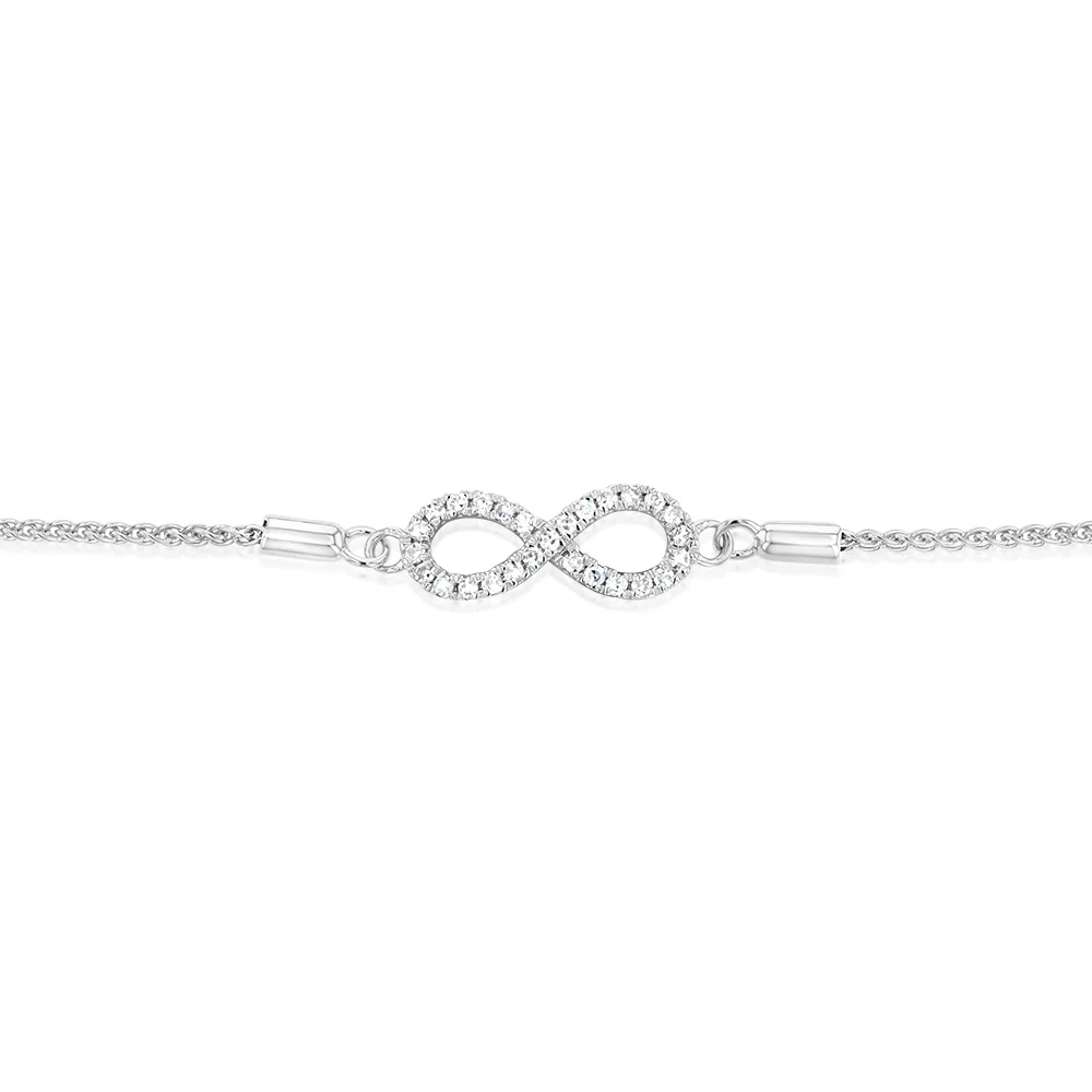 Luminesce Lab Grown 1/6 Carat Diamond Infinity Silver Bolo Bracelet - Image 2