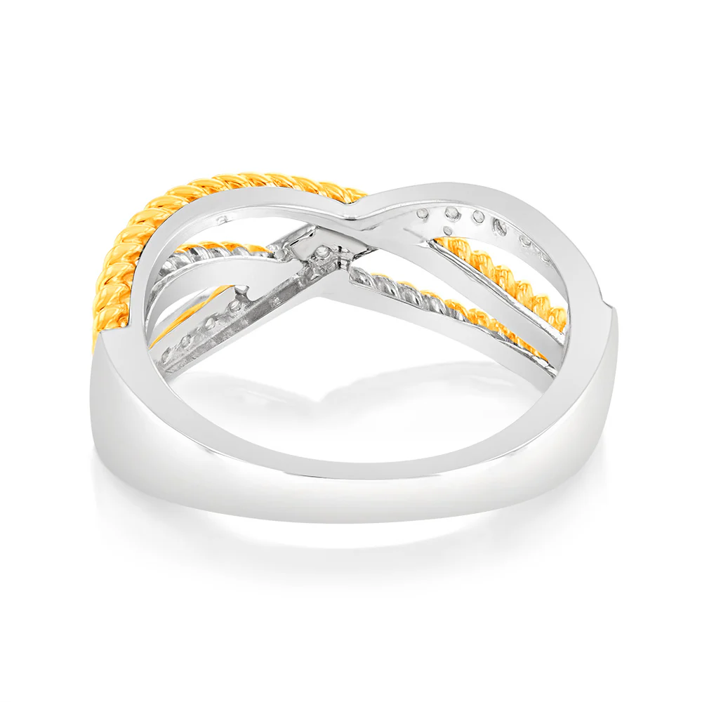 Luminesce Lab Grown 1/6 Carat Diamond Ring in 9ct Yellow Gold & Sterling Silver - Image 3