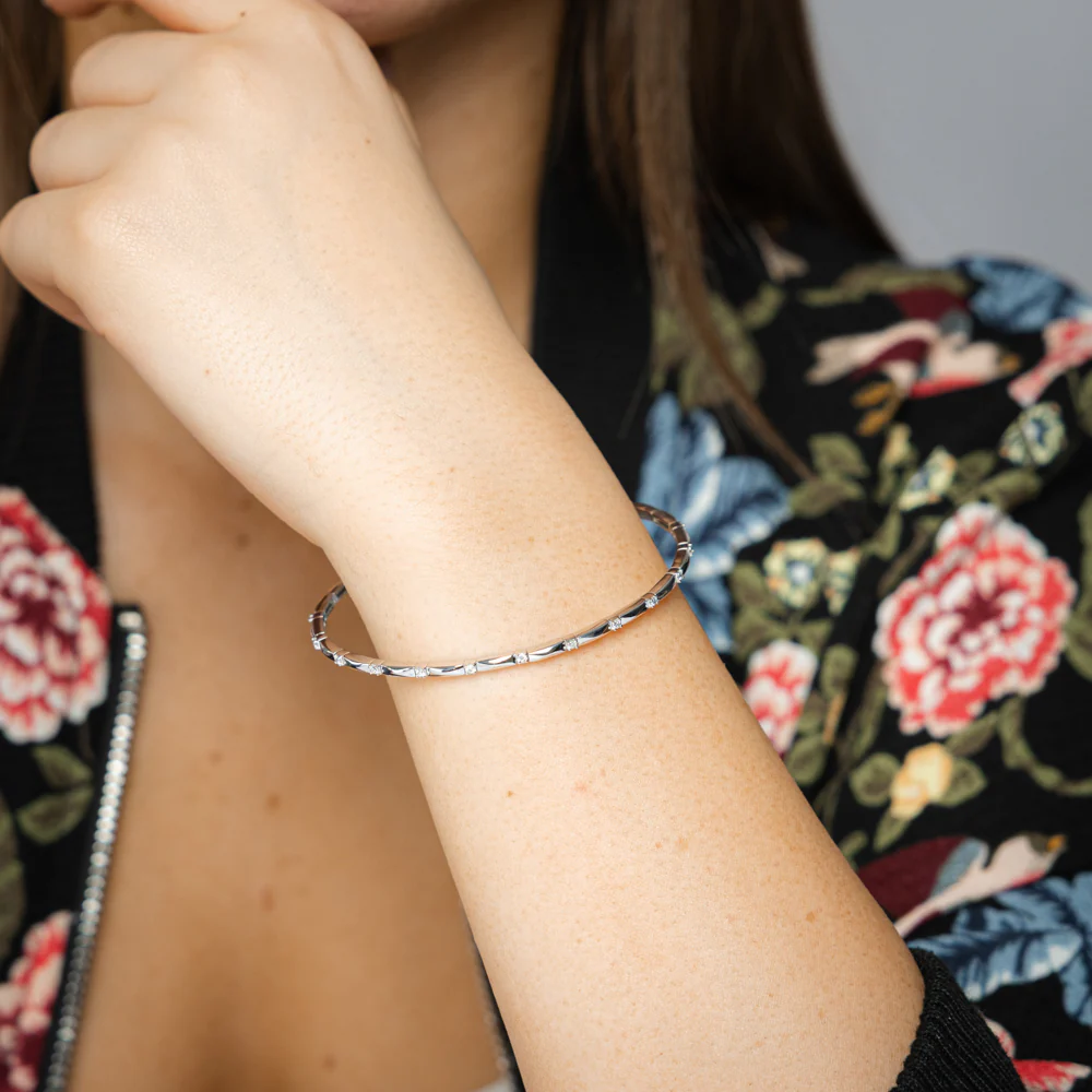 Luminesce Lab Grown 1/6 Carats Diamond Bangle in Sterling Silver - Image 3