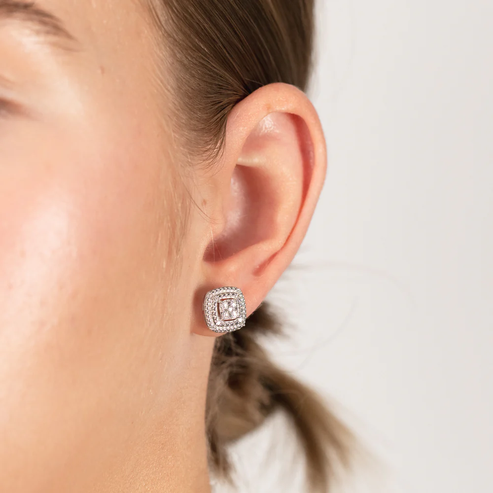 Luminesce Lab Grown 1/8Ct Diamond & Sterling Silver Stud Earrings - Image 2