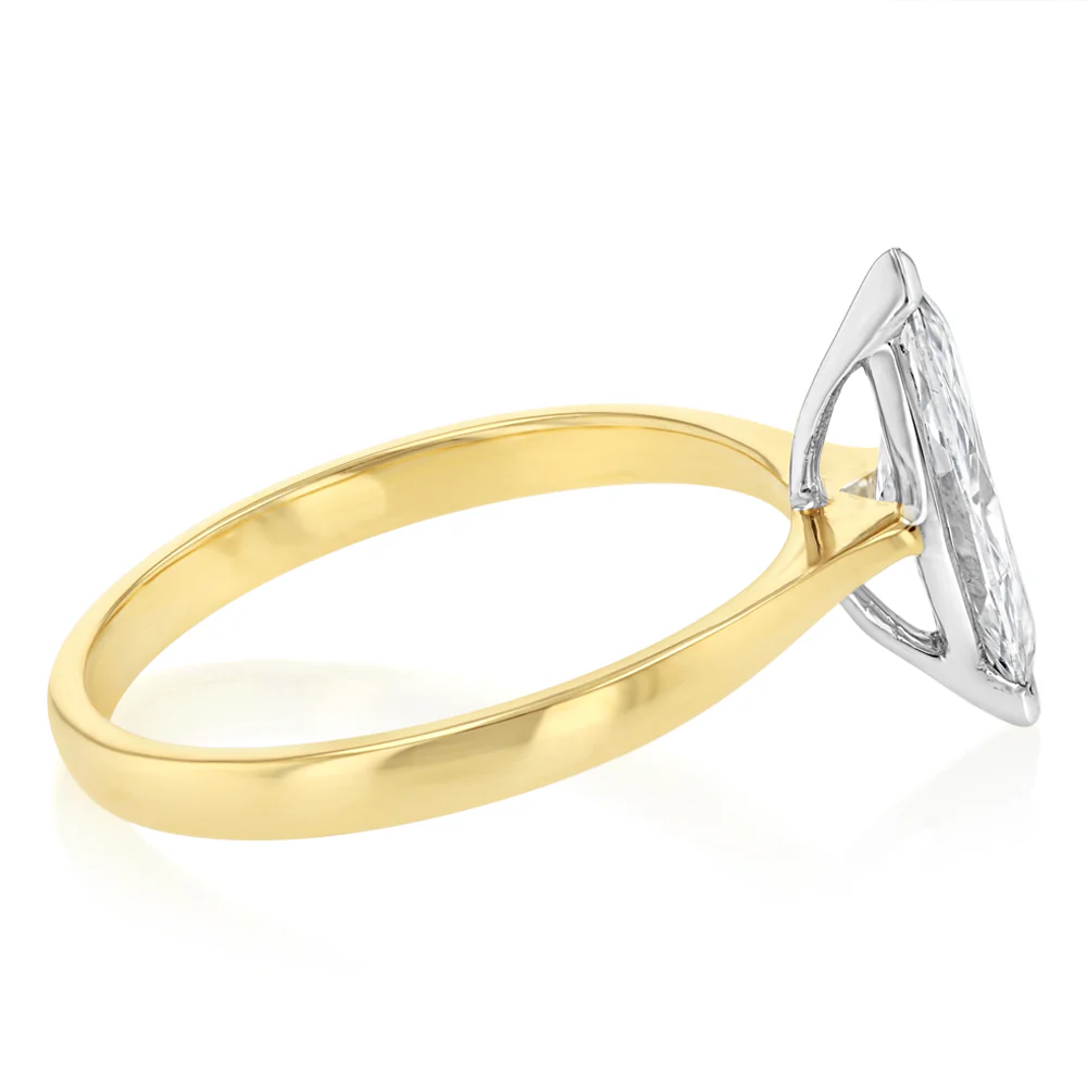 Luminesce Lab Grown 1 Carat Certified Marquise Diamond Solitaire Ring in 18ct Yellow Gold - Image 2