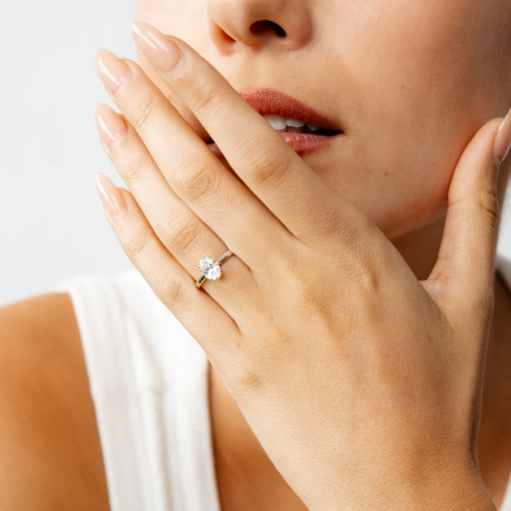 Luminesce Lab Grown 1 Carat Certified Oval Diamond Solitaire Ring in 18ct White Gold - Image 3