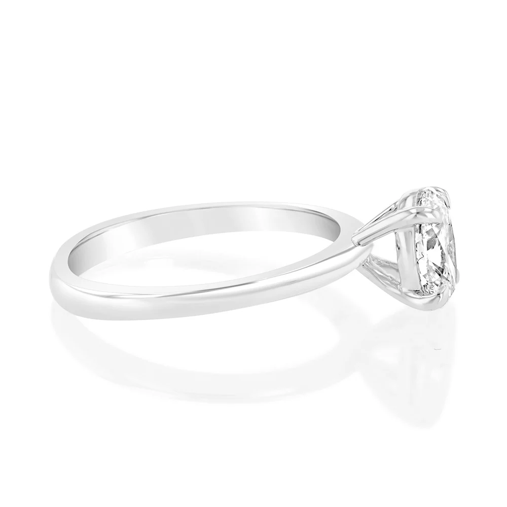 Luminesce Lab Grown 1 Carat Certified Oval Ring in 18ct White Gold - Image 2