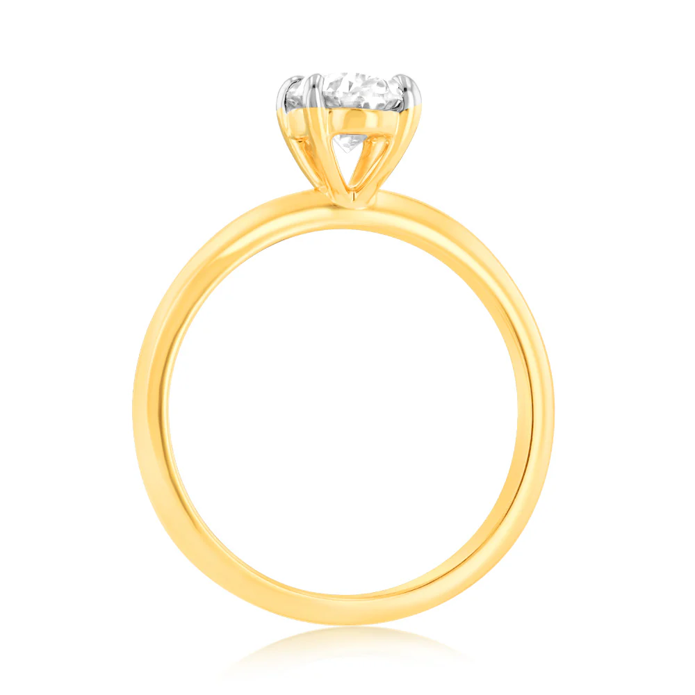 Luminesce Lab Grown 1 Carat Certified Oval Ring in 18ct Yellow Gold - Image 3