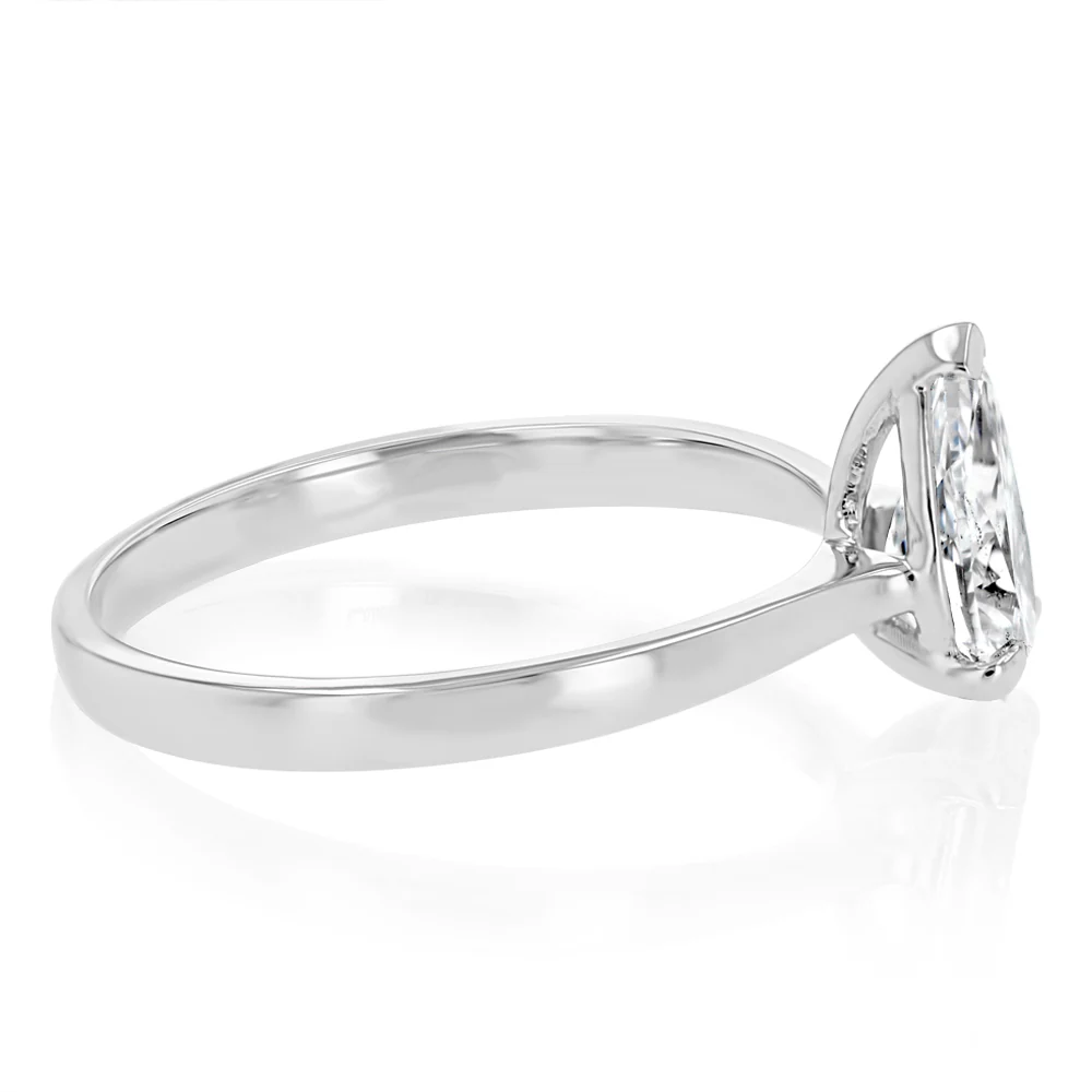 Luminesce Lab Grown 1 Carat Certified Pear Diamond Solitaire Ring in 18ct White Gold - Image 2