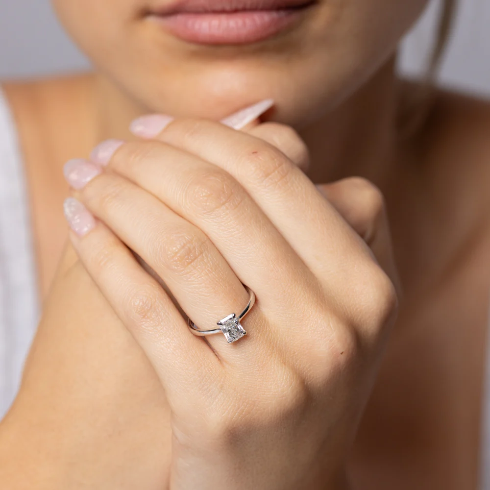 Luminesce Lab Grown 1 Carat Certified Radiant Diamond Solitaire Ring in 18ct White Gold - Image 3