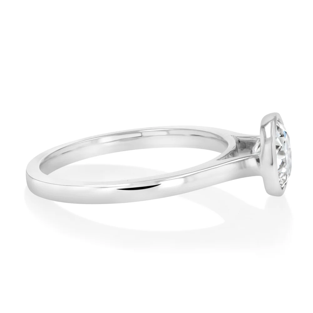 Luminesce Lab Grown 1 Carat Diamond Bezel Solitaire Ring in Sterling Silver - Image 2