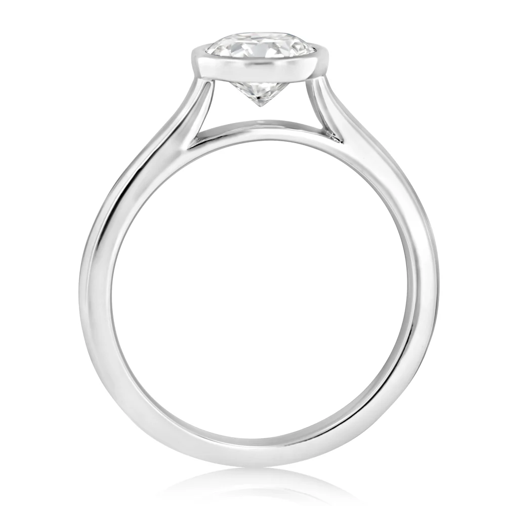 Luminesce Lab Grown 1 Carat Diamond Bezel Solitaire Ring in Sterling Silver - Image 3