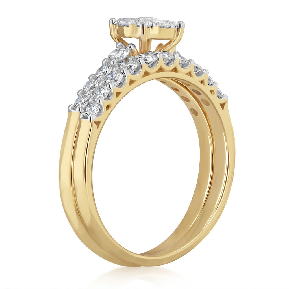 Luminesce Lab Grown 1 Carat Diamond Bridal Set Ring in 9ct Yellow Gold - Image 3