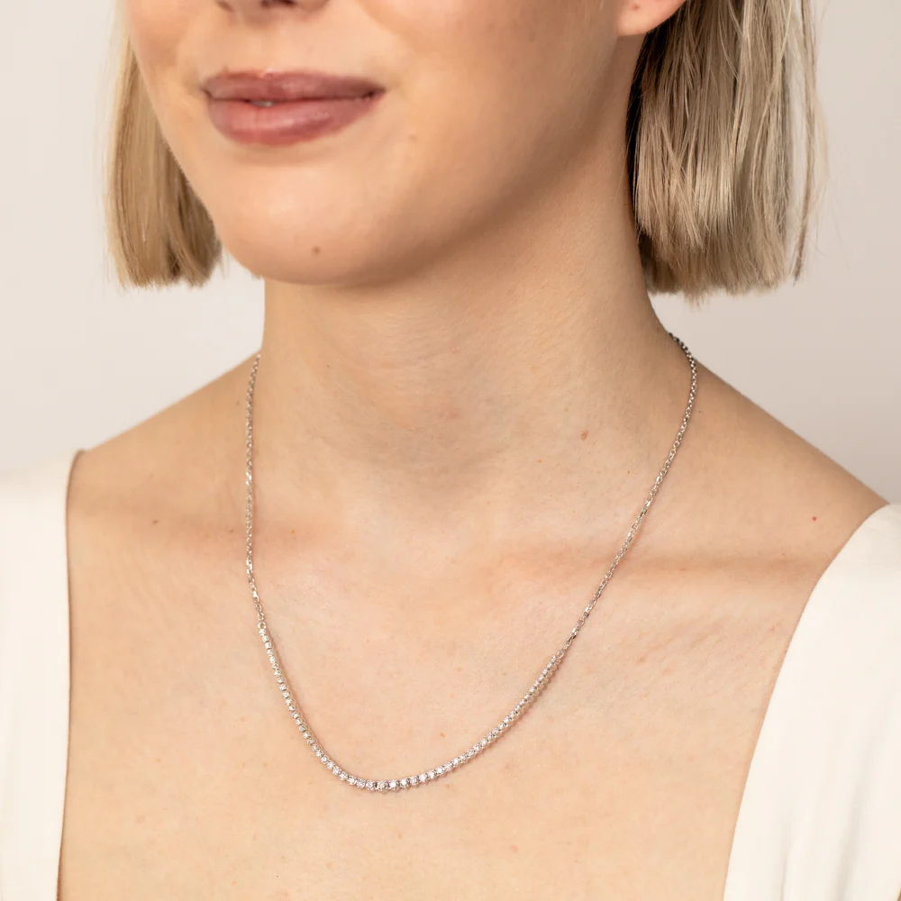 Luminesce Lab Grown 1 Carat Diamond Cable Chain Necklace in 9ct White Gold - Image 4