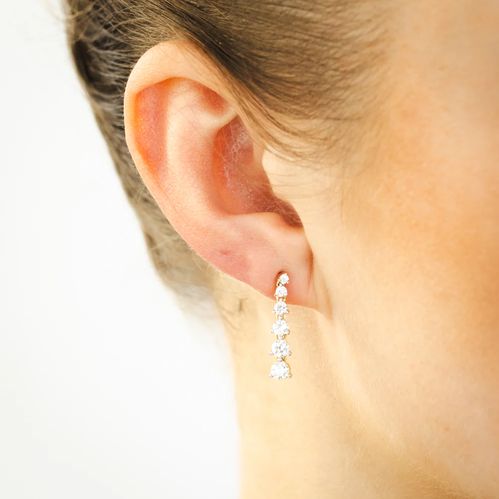 Luminesce Lab Grown 1 Carat Diamond Drop Earrings in 9ct Yellow Gold - Image 2