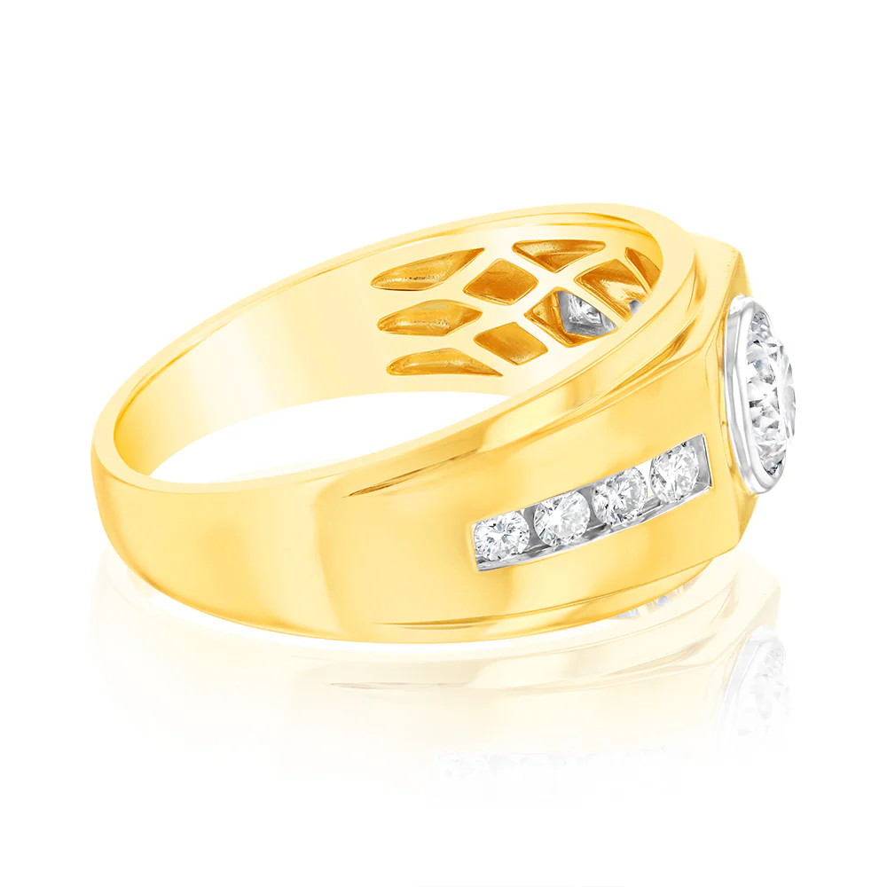 Luminesce Lab Grown 1 Carat Diamond Gens Ring in 9ct Yellow Gold - Image 2