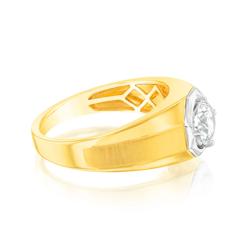 Luminesce Lab Grown 1 Carat Diamond Gents Ring in 9ct Yellow Gold - Image 2