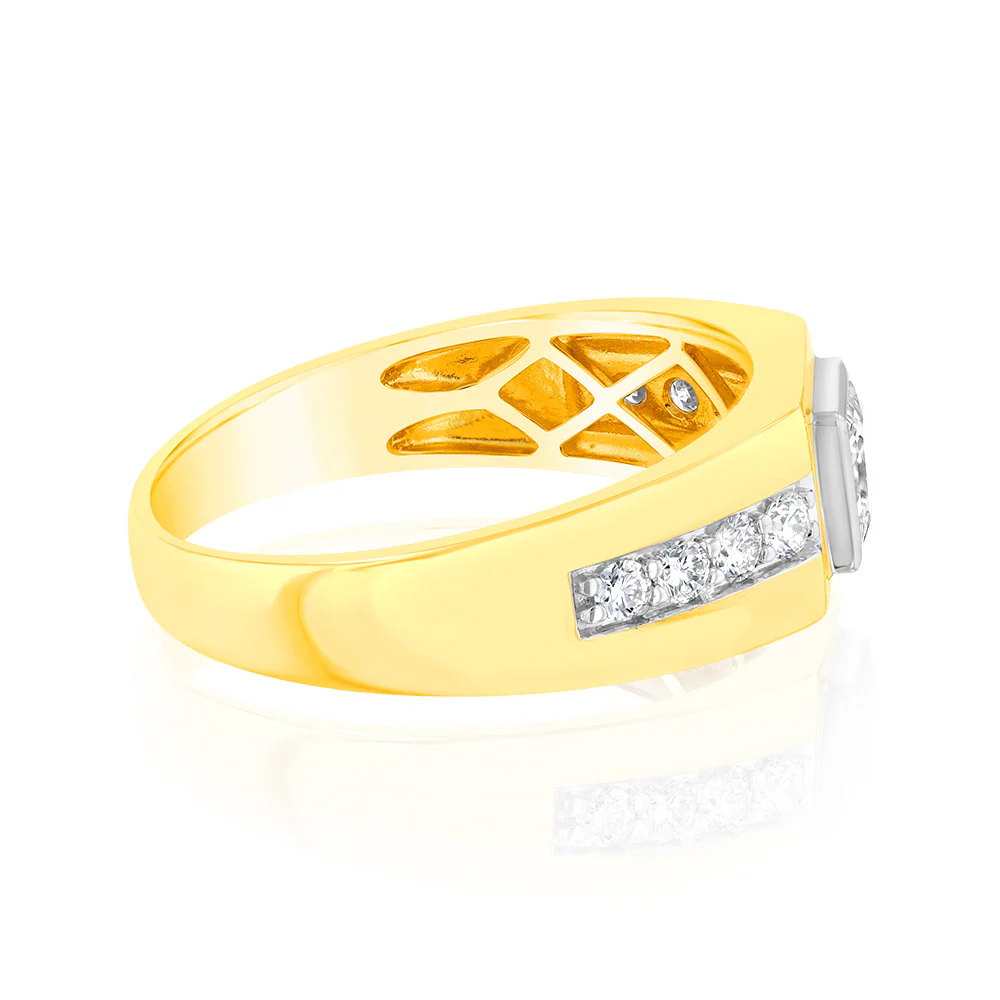 Luminesce Lab Grown 1 Carat Diamond Gents Ring in 9ct Yellow Gold - Image 2