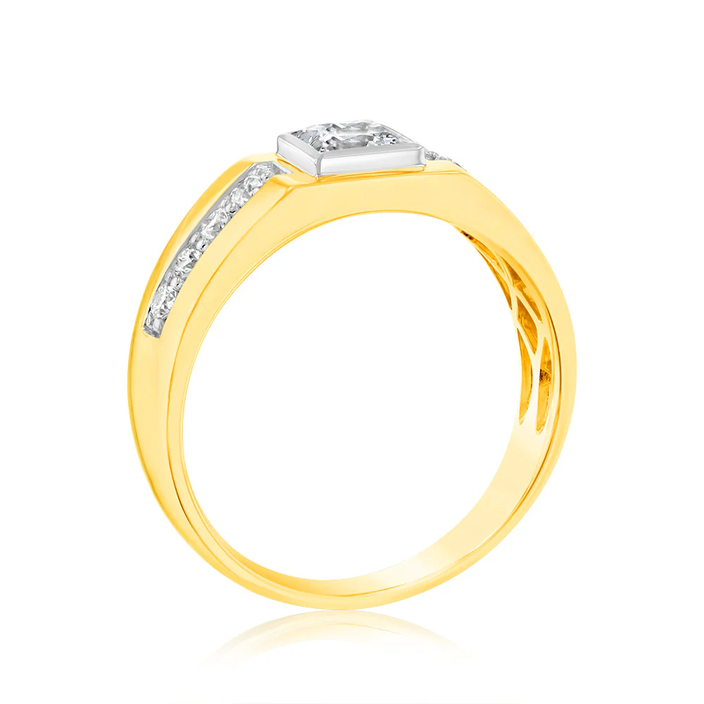 Luminesce Lab Grown 1 Carat Diamond Gents Ring in 9ct Yellow Gold - Image 3
