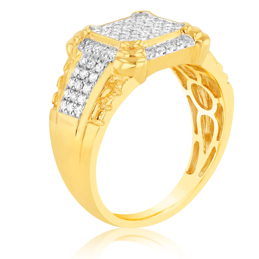 Luminesce Lab Grown 1 Carat Diamond Gents Ring in 9ct Yellow Gold - Image 3