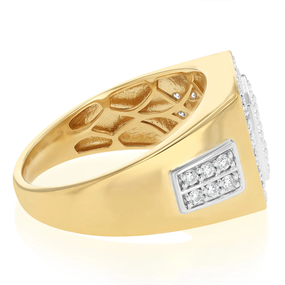 Luminesce Lab Grown 1 Carat Diamond Gents Ring in Gold Plated Sterling Silver - Image 2