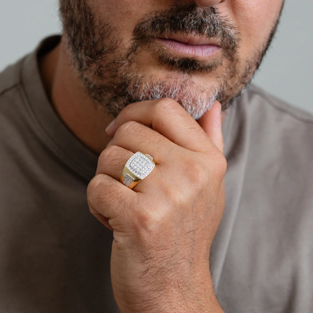 Luminesce Lab Grown 1 Carat Diamond Gents Ring in Gold Plated Sterling Silver - Image 3