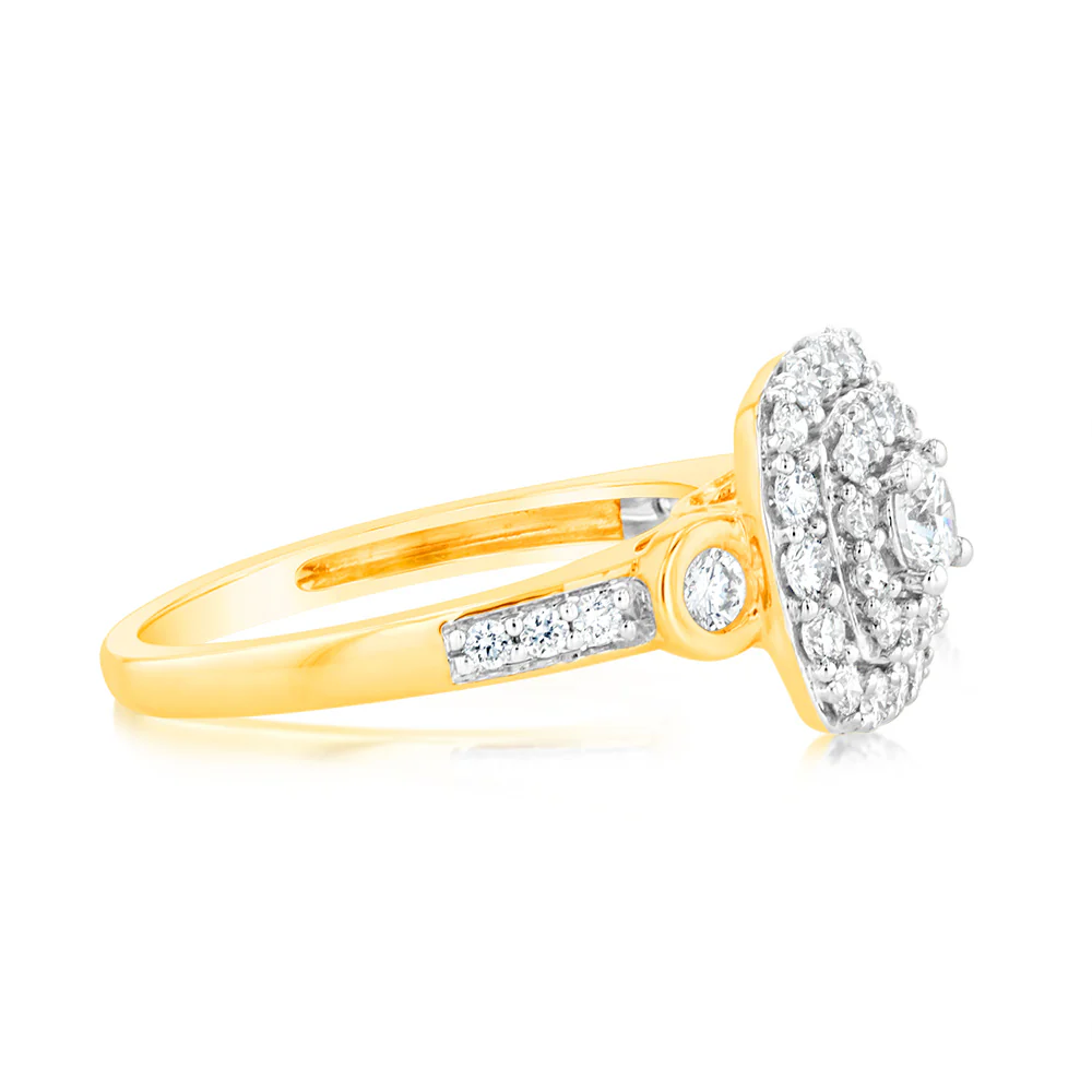 Luminesce Lab Grown 1 Carat Diamond Halo Ring in 9ct Yellow Gold - Image 2