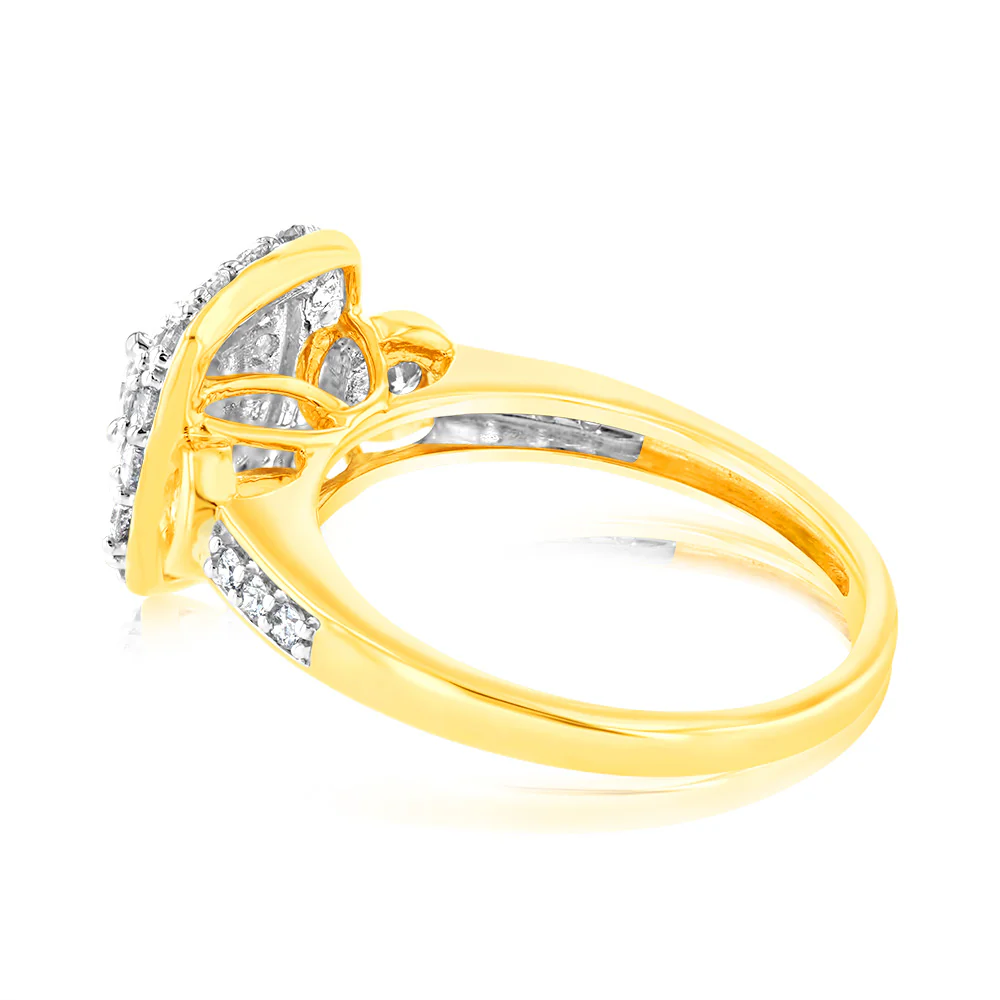 Luminesce Lab Grown 1 Carat Diamond Halo Ring in 9ct Yellow Gold - Image 3