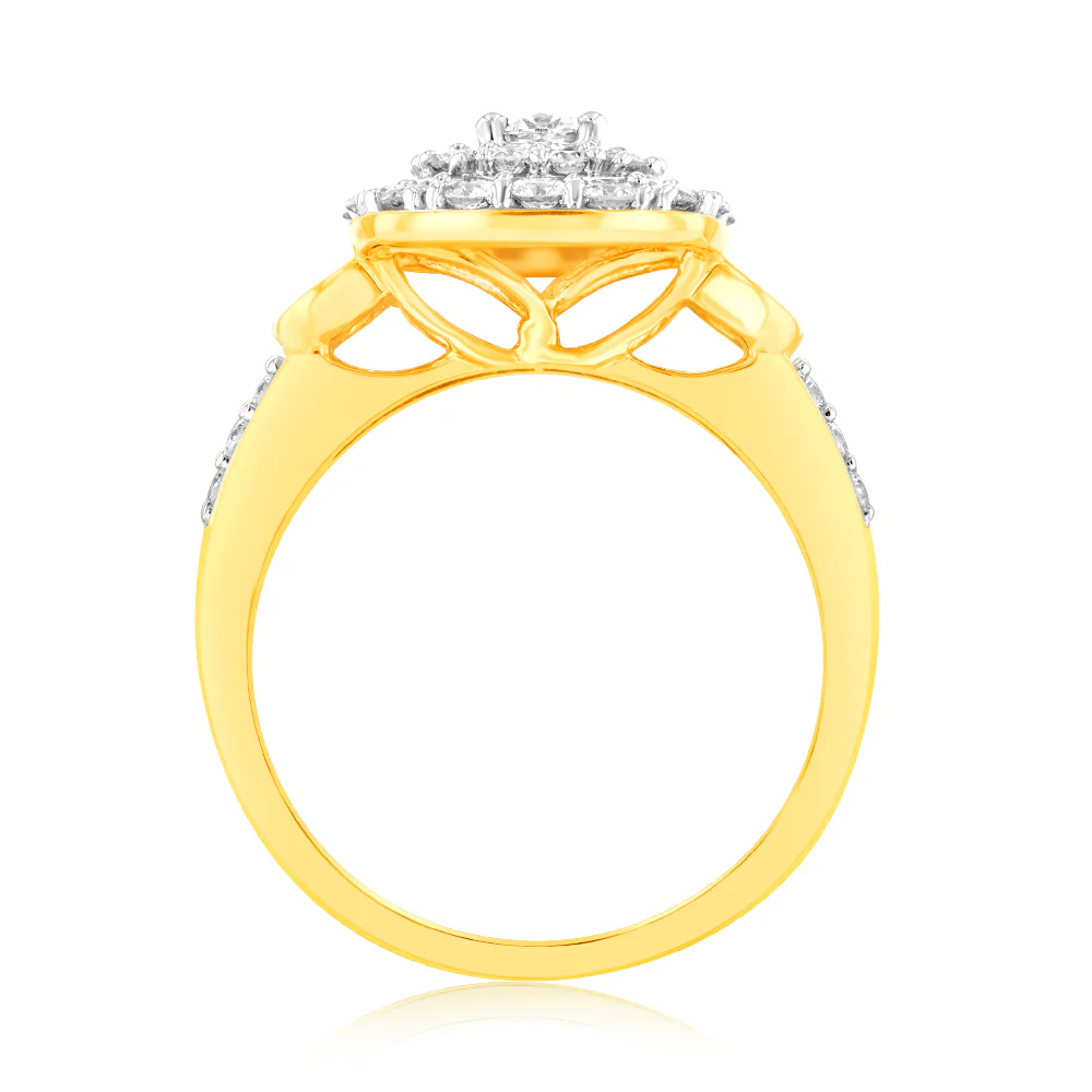 Luminesce Lab Grown 1 Carat Diamond Halo Ring in 9ct Yellow Gold - Image 4