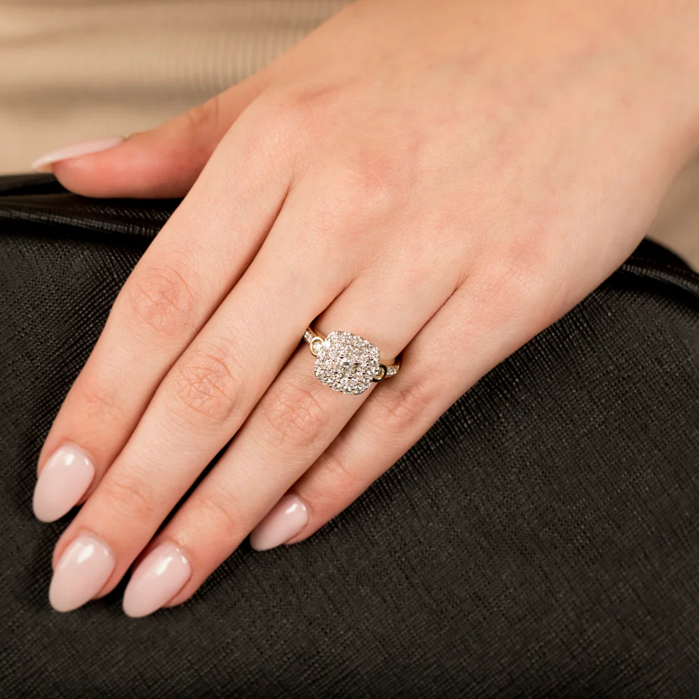 Luminesce Lab Grown 1 Carat Diamond Halo Ring in 9ct Yellow Gold - Image 5