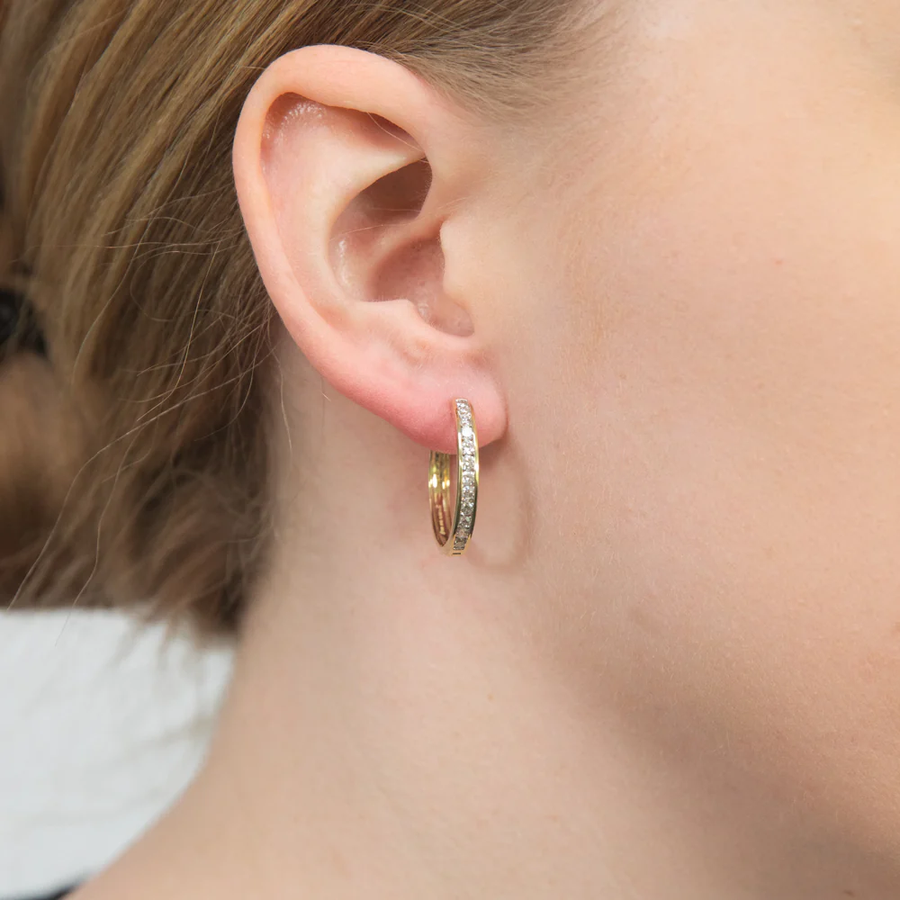 Luminesce Lab Grown 1 Carat Diamond Hoop Earring in 9ct Yellow Gold - Image 2