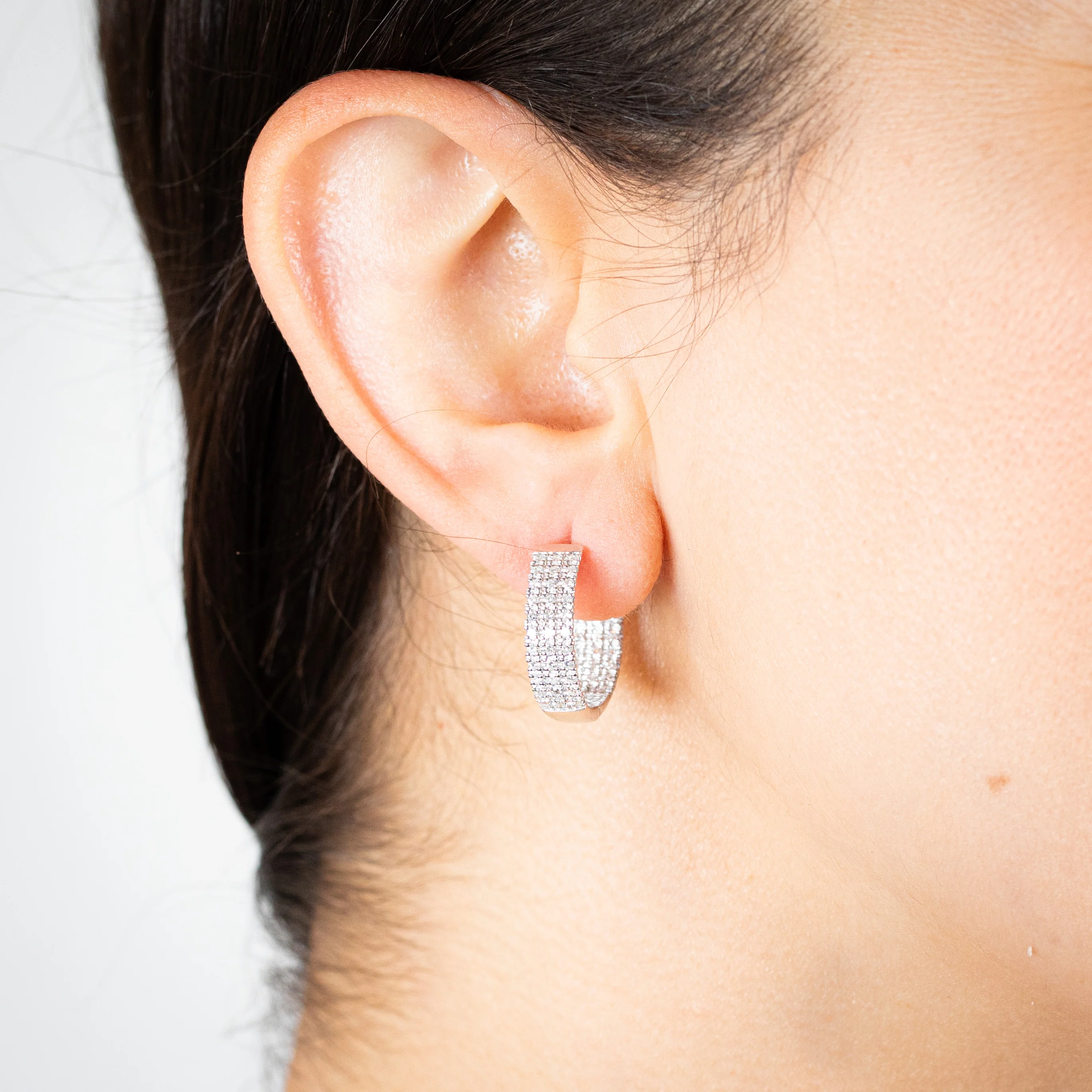 Luminesce Lab Grown 1 Carat Diamond Hoop Earrings in 9ct White Gold - Image 2