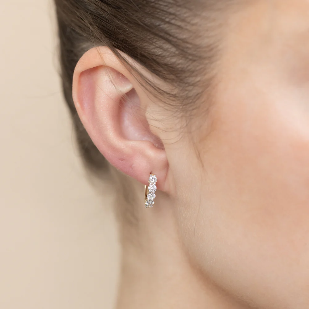 Luminesce Lab Grown 1 Carat Diamond Hoop Earrings in 9ct Yellow Gold - Image 2