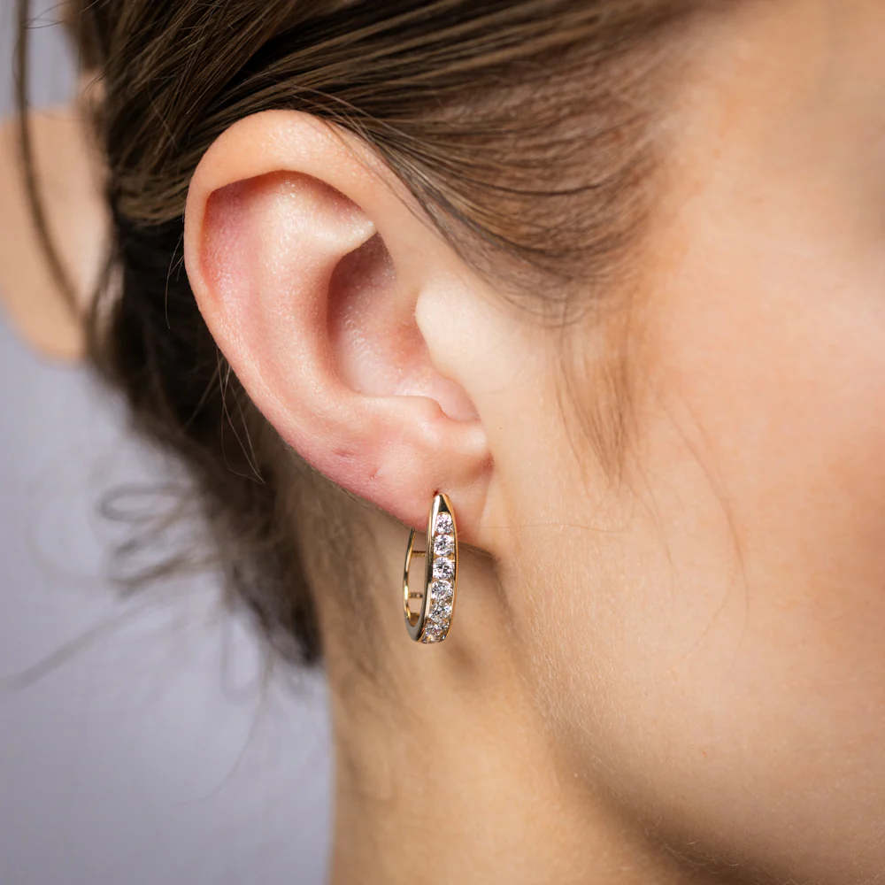 Luminesce Lab Grown 1 Carat Diamond Hoop Earrings in 9ct Yellow Gold - Image 2