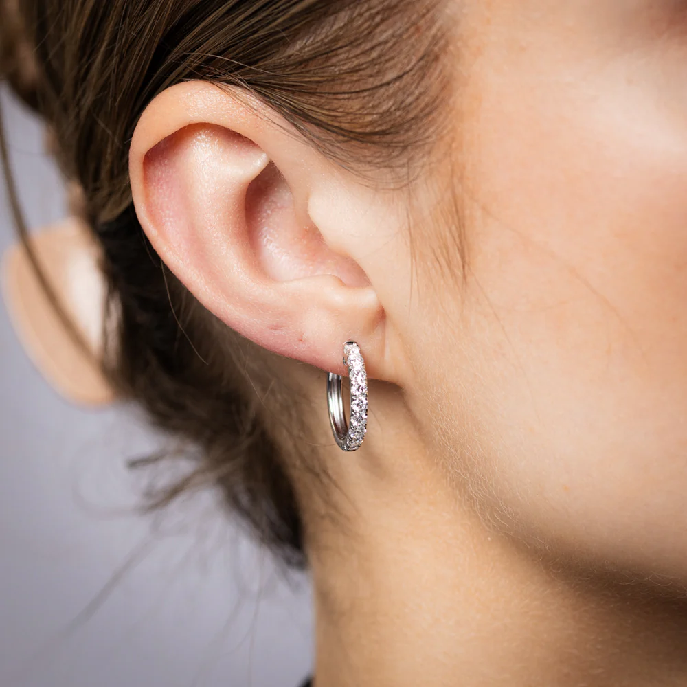 Luminesce Lab Grown 1 Carat Diamond Hoop Earrings in Sterling Silver - Image 2