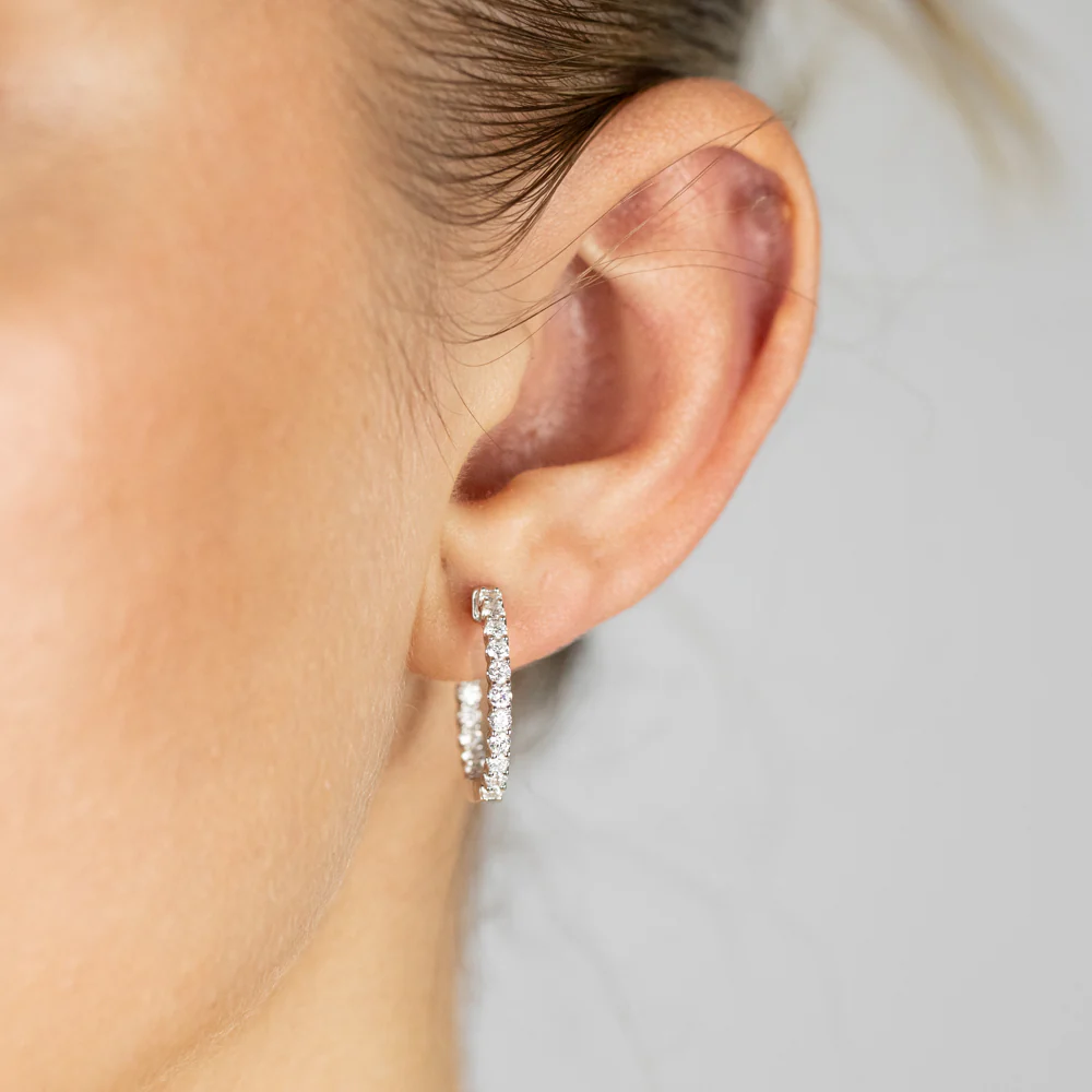 Luminesce Lab Grown 1 Carat Diamond Hoop Earrings Sterling Silver - Image 2