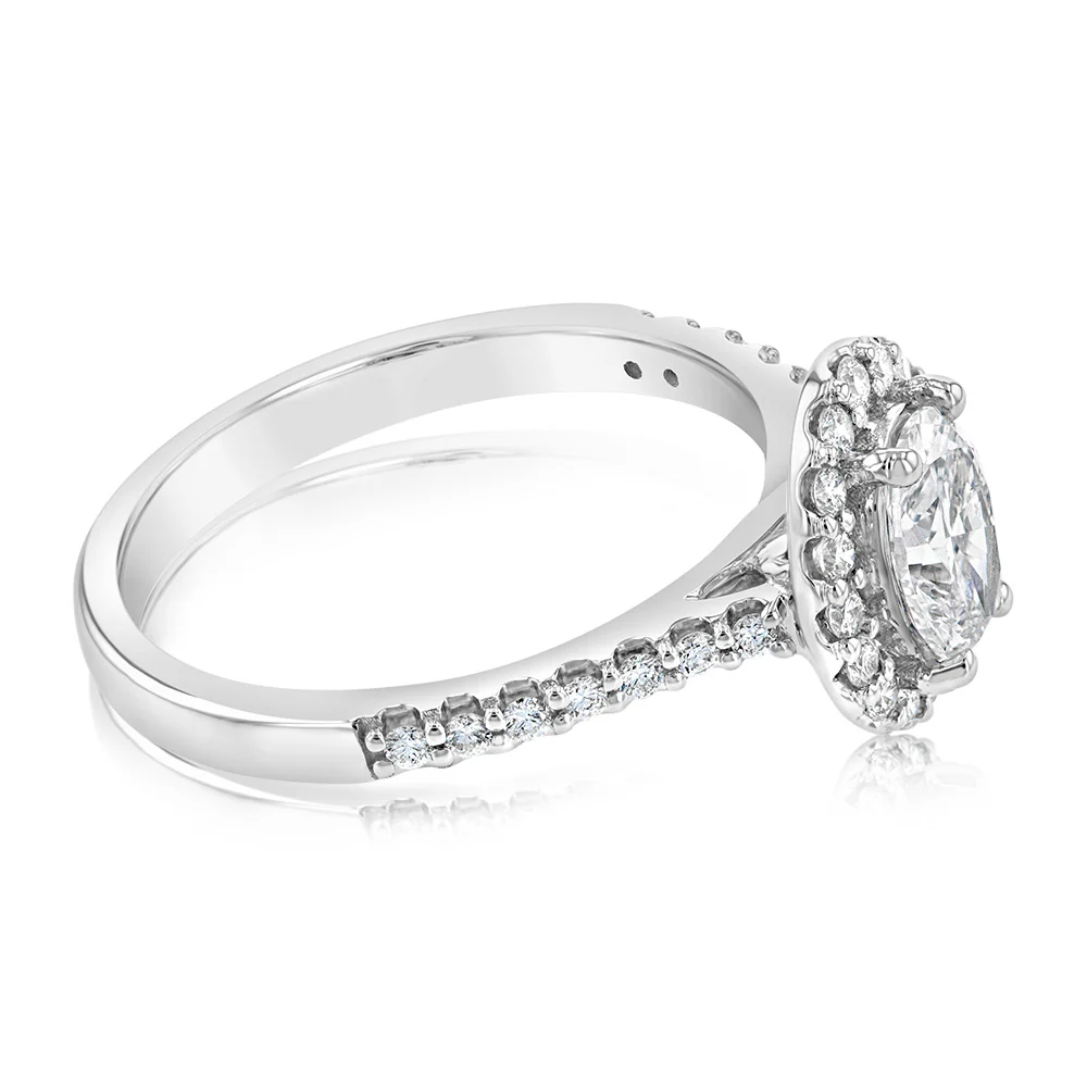 Luminesce Lab Grown 1 Carat Diamond Oval Halo Ring in 18ct White Gold - Image 2