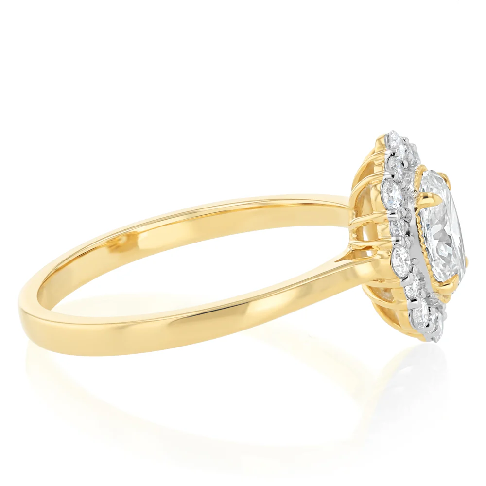 Luminesce Lab Grown 1 Carat Diamond Oval Halo Ring in 9ct Yellow Gold - Image 2
