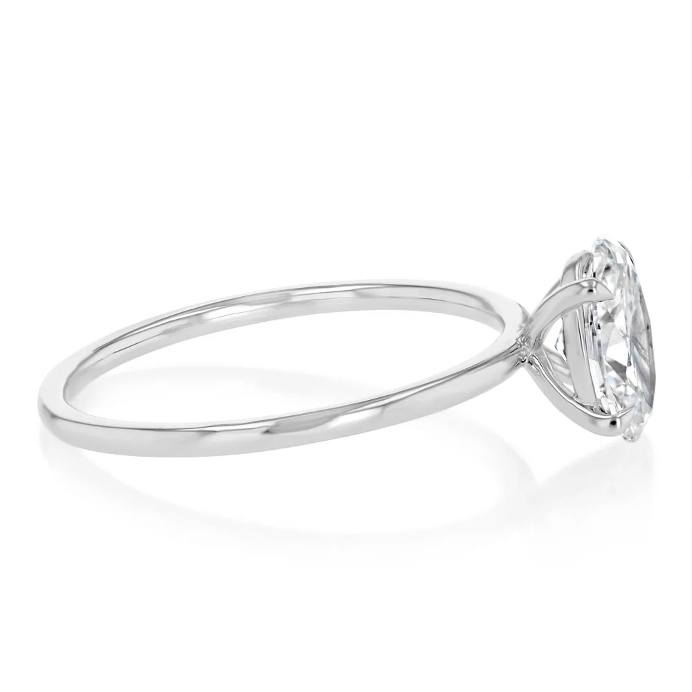 Luminesce Lab Grown 1 Carat Diamond Oval Solitaire Ring in 9ct White Gold - Image 2