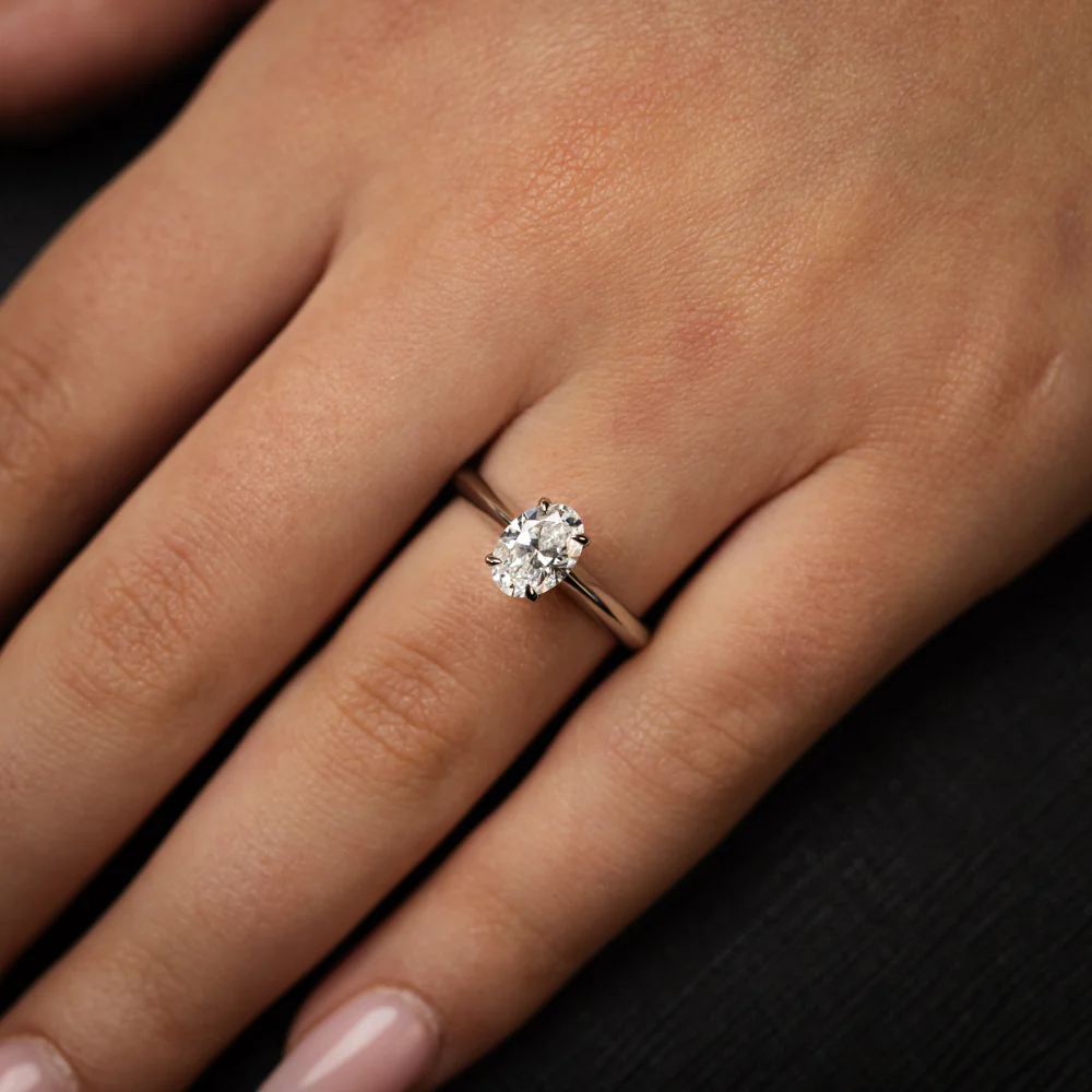 Luminesce Lab Grown 1 Carat Diamond Oval Solitaire Ring in Platinum - Image 3