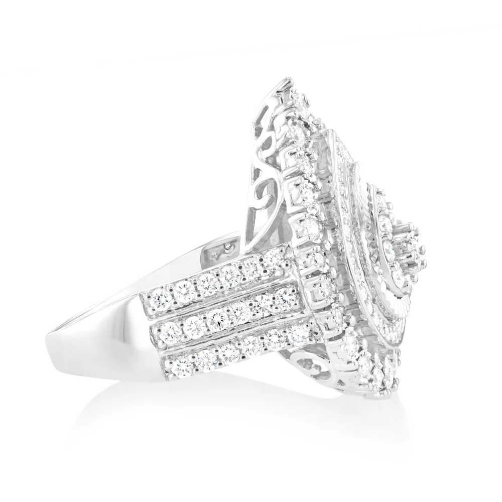 Luminesce Lab Grown 1 Carat Diamond Pear Cluster Ring in 9ct White Gold - Image 2