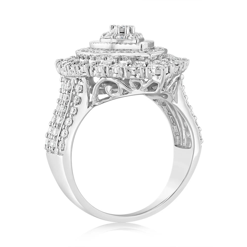 Luminesce Lab Grown 1 Carat Diamond Pear Cluster Ring in 9ct White Gold - Image 3