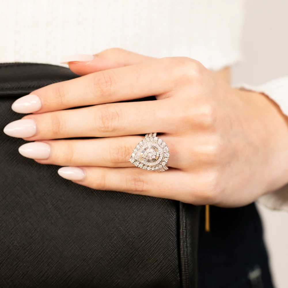 Luminesce Lab Grown 1 Carat Diamond Pear Cluster Ring in 9ct White Gold - Image 4