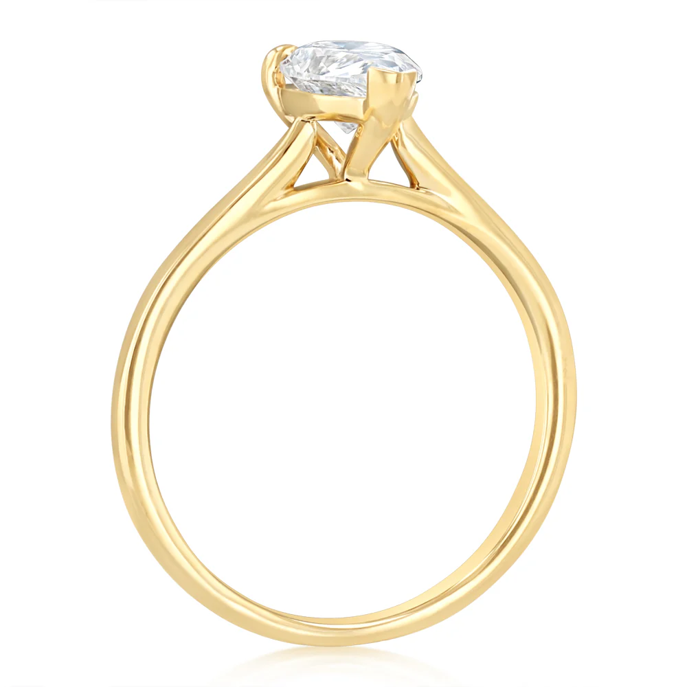 Luminesce Lab Grown 1 Carat Diamond Pear Ring in 9ct Yellow Gold - Image 3