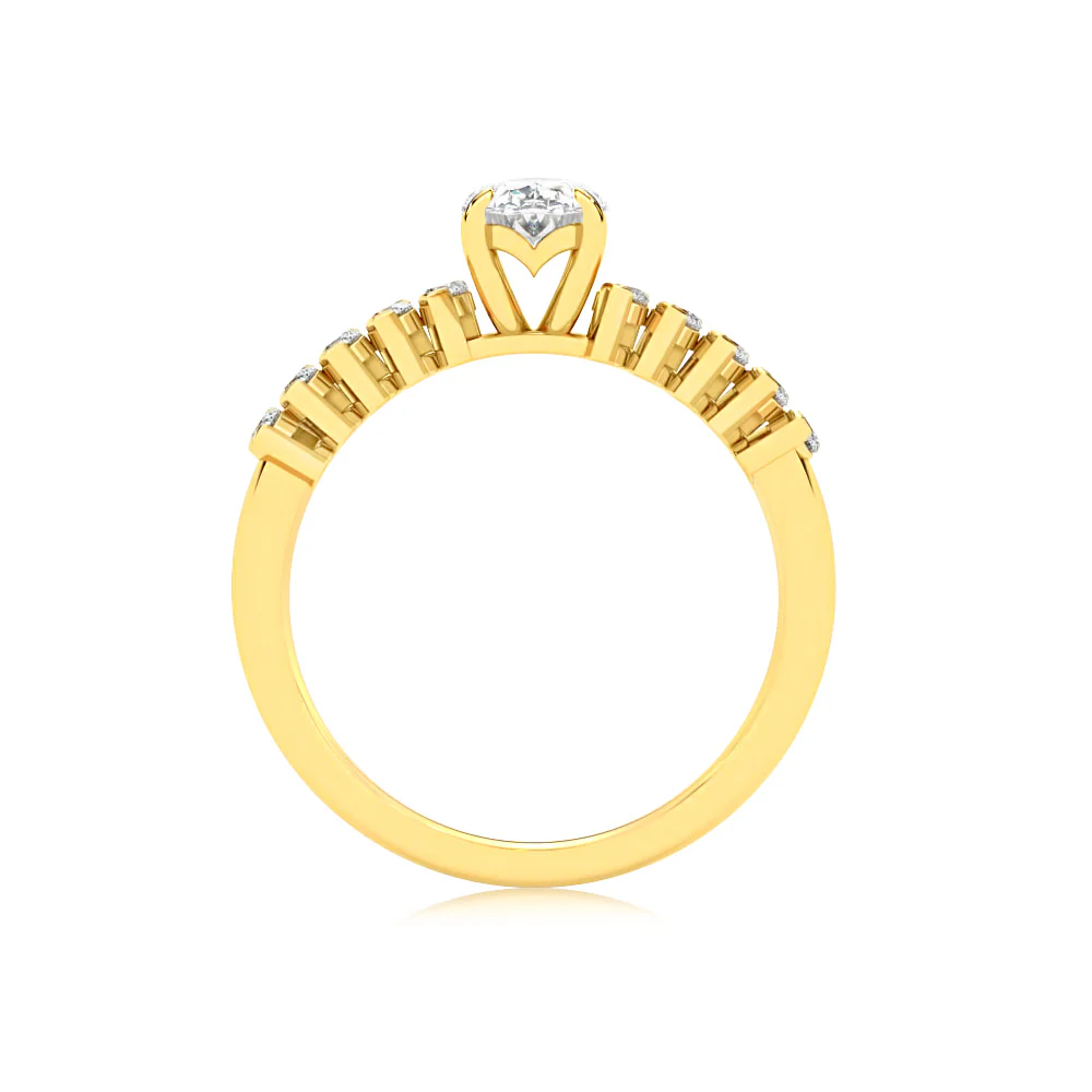 Luminesce Lab Grown 1 Carat Diamond Solitaire Fancy Ring in 9ct Yellow Gold - Image 2
