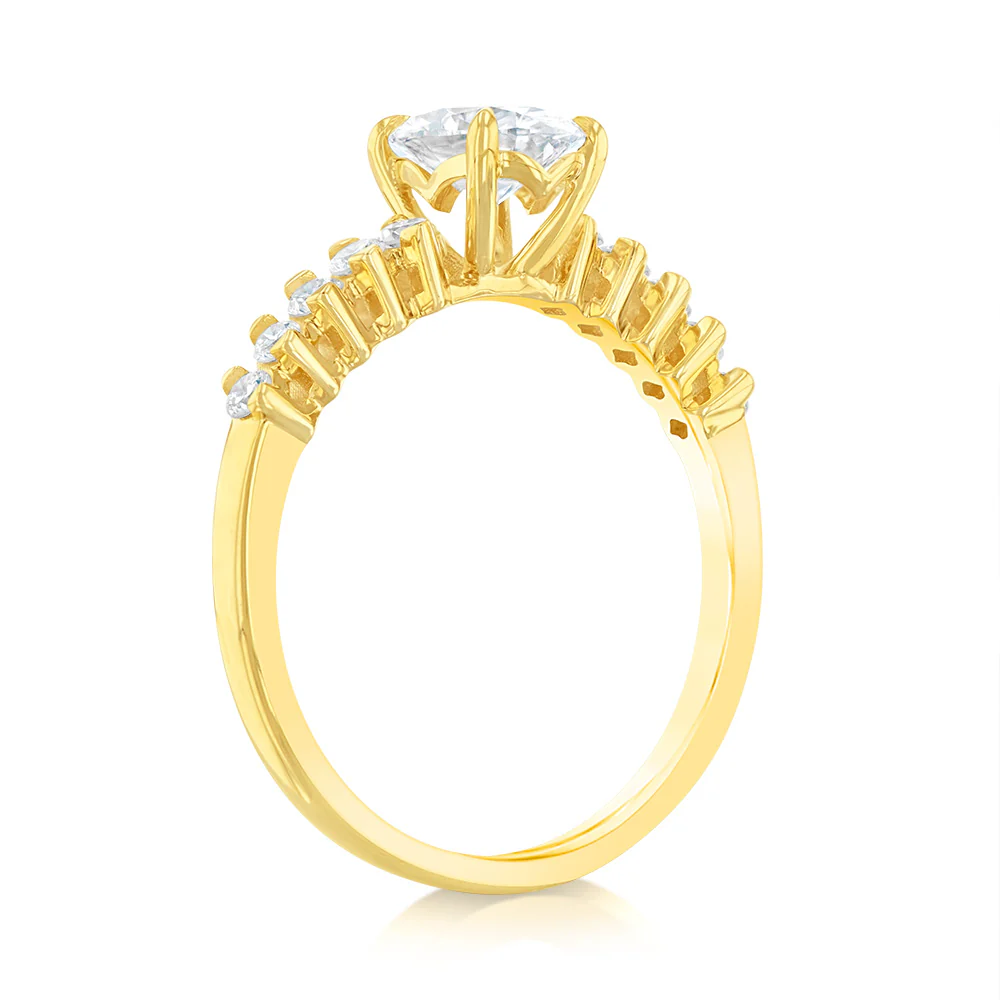 Luminesce Lab Grown 1 Carat Diamond Solitaire Fancy Ring in 9ct Yellow Gold - Image 3