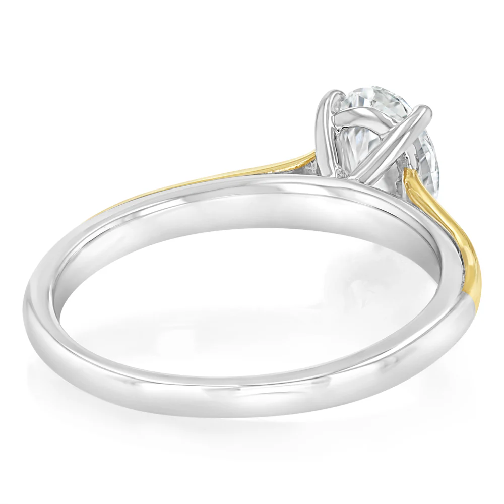 Luminesce Lab Grown 1 Carat Diamond Solitaire Oval Ring in 9ct Yellow Gold and Sterling Silver - Image 4