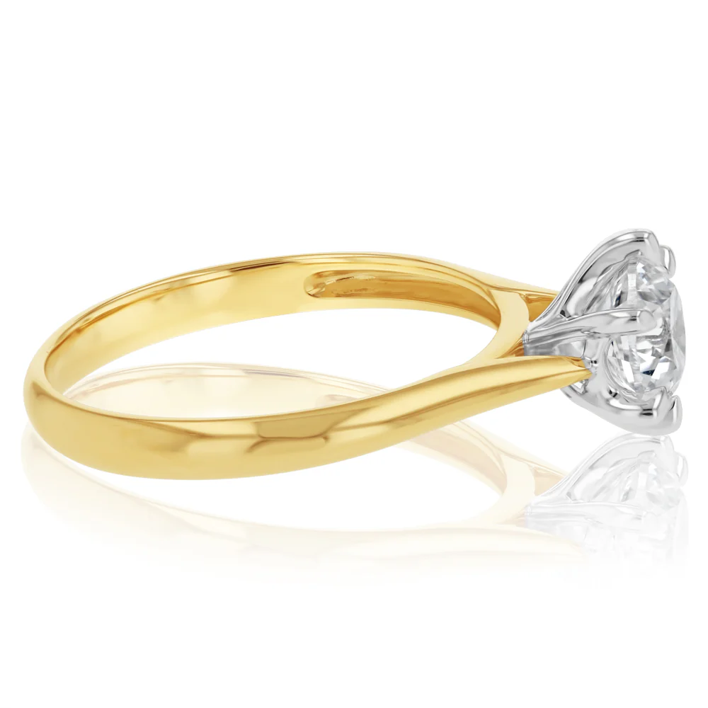 Luminesce Lab Grown 1 Carat Diamond Solitaire Ring in 9ct Yellow Gold - Image 2