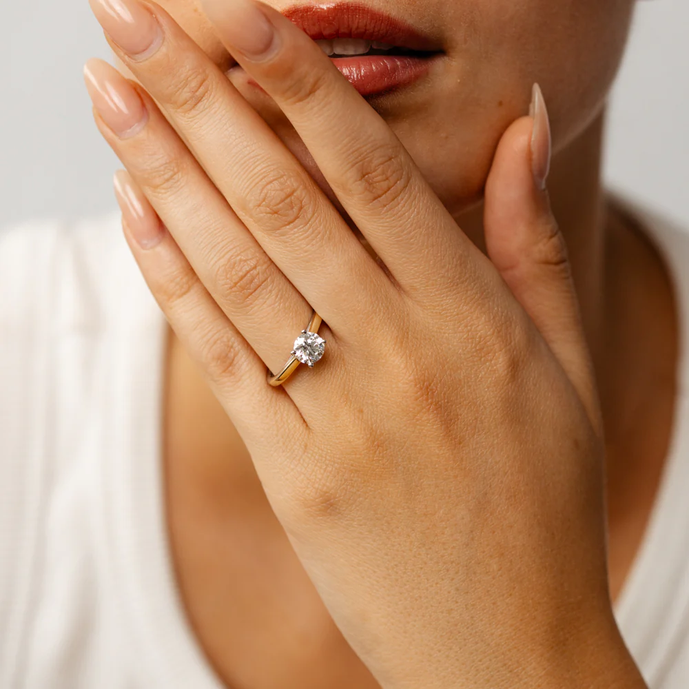 Luminesce Lab Grown 1 Carat Diamond Solitaire Ring in 9ct Yellow Gold and Sterling Silver - Image 5