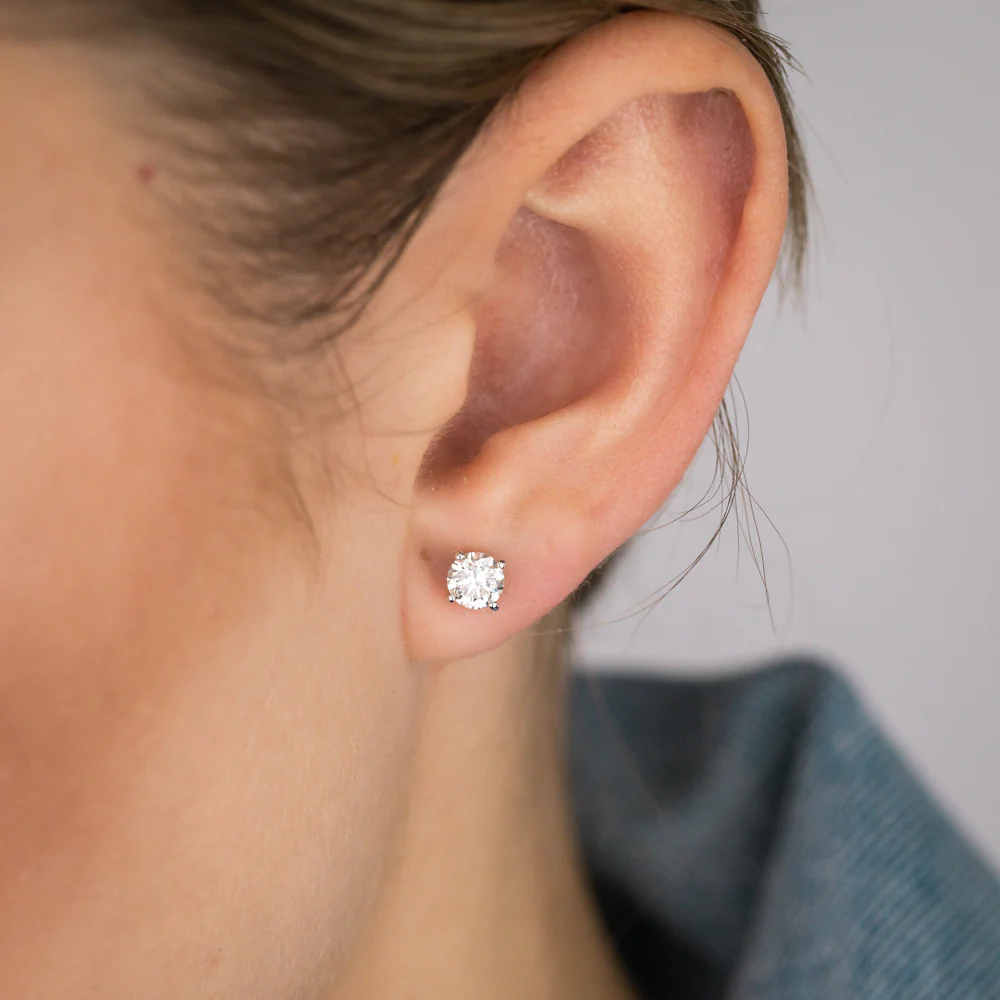 Luminesce Lab Grown 1 Carat Diamond Stud Earrings in 9ct White Gold - Image 2