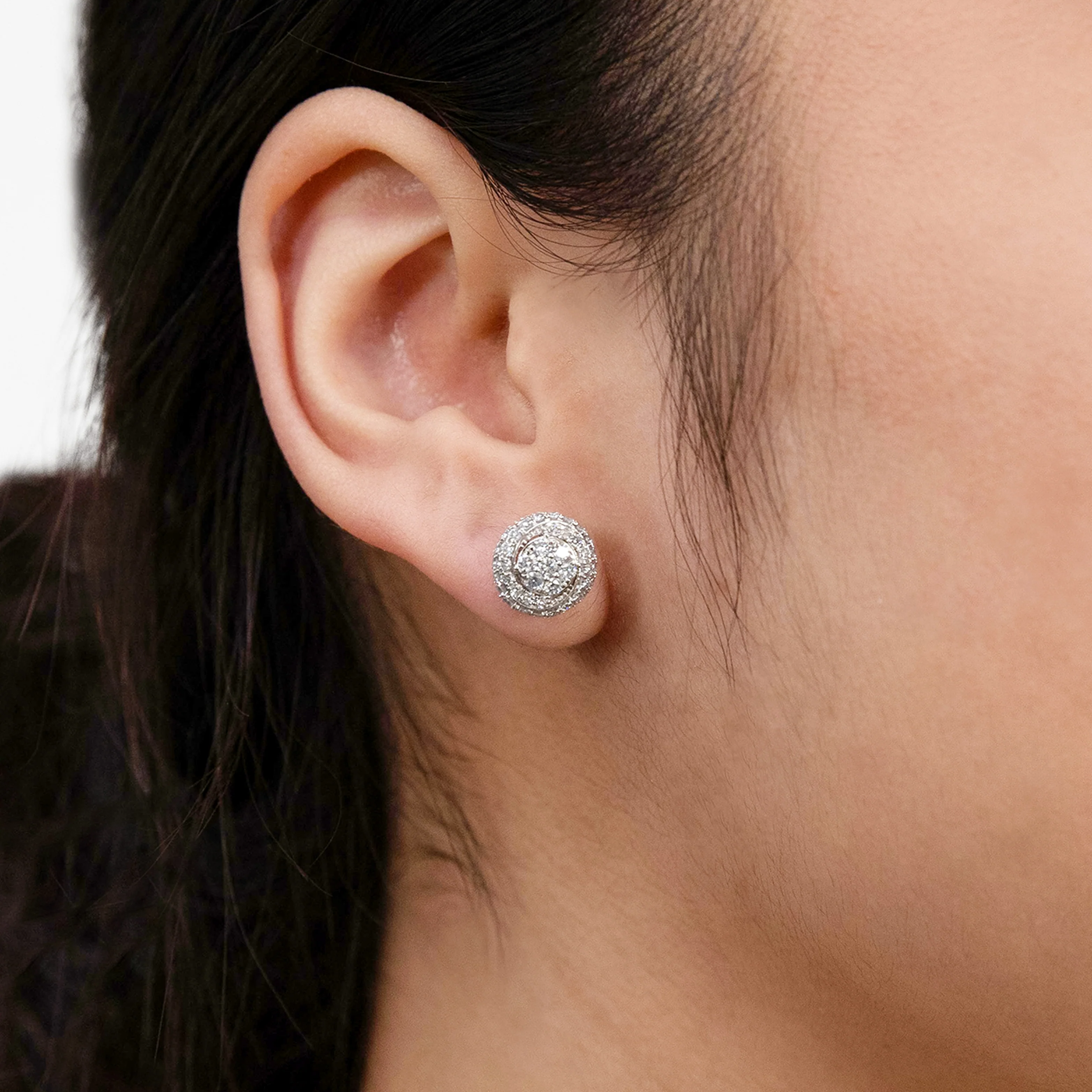 Luminesce Lab Grown 1 Carat Diamond Stud Earrings in Sterling Silver - Image 2