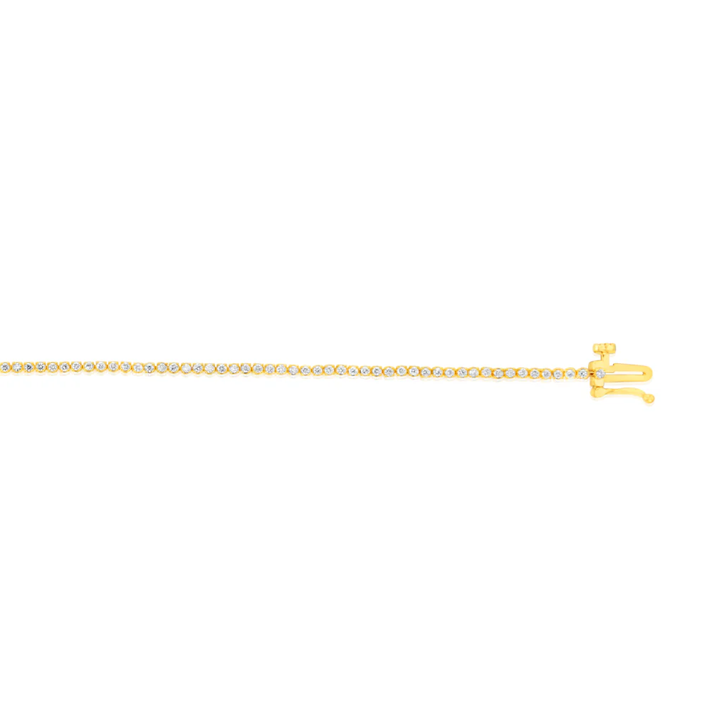 Luminesce Lab Grown 1 Carat Diamond Tennis Bracelet in Gold Plated Silver - Image 2